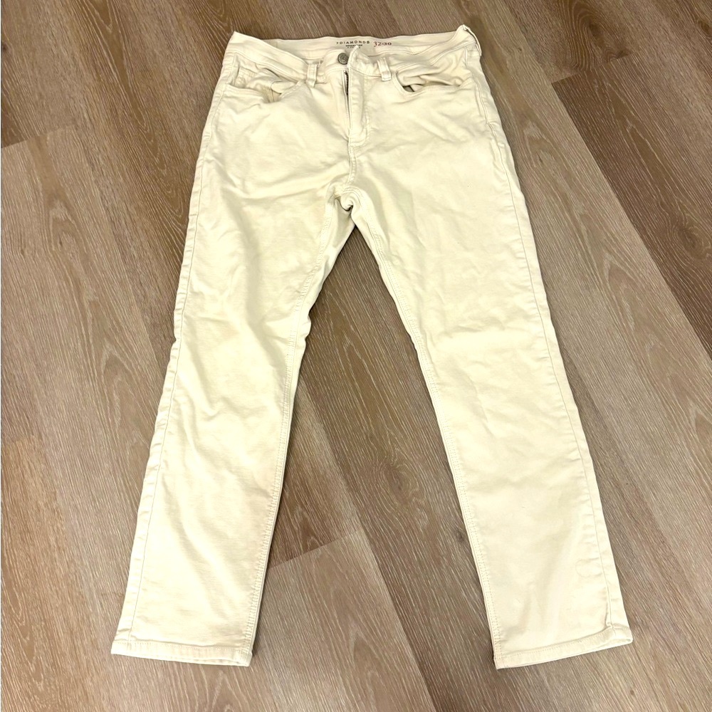 7 Diamonds Men's Light Beige Slim Jeans